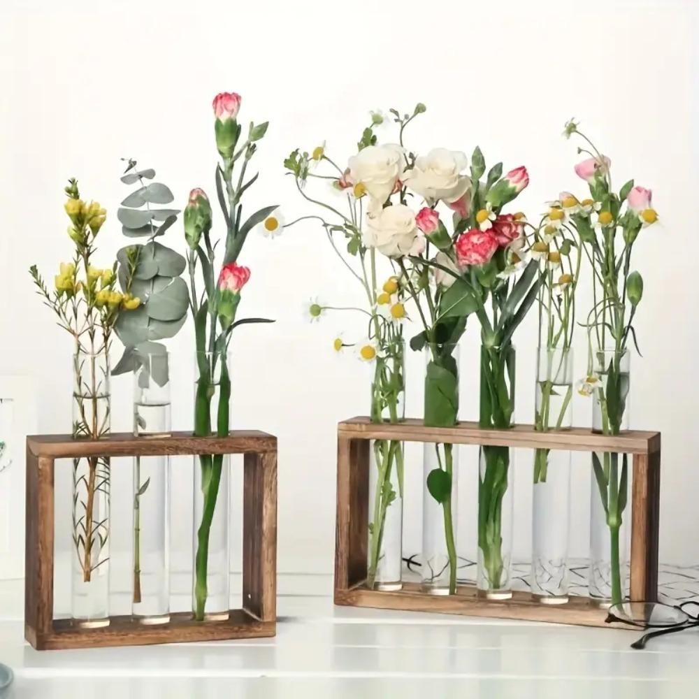 

Transparent Glass Hydroponic Plants Container 3/5 Test Glass Planter Test Tube Vases Tabletop Brown-3 Test