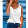 Chaleco de moda para mujer Verano Tallas grandes Camisas casuales Encaje Costura Sin mangas Tops