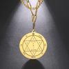Dawapara Collana con Ciondolo Sigillo della Chiave di Salomone per Donna Catena a Doppio Strato Acciaio Inossidabile Pentacolo Talismano Gioielli Religiosi