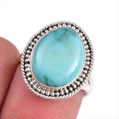 Natural Tibetan Turquoise Gemstone 925 Solid Sterling Silver Gift Ring S.6 V2v45