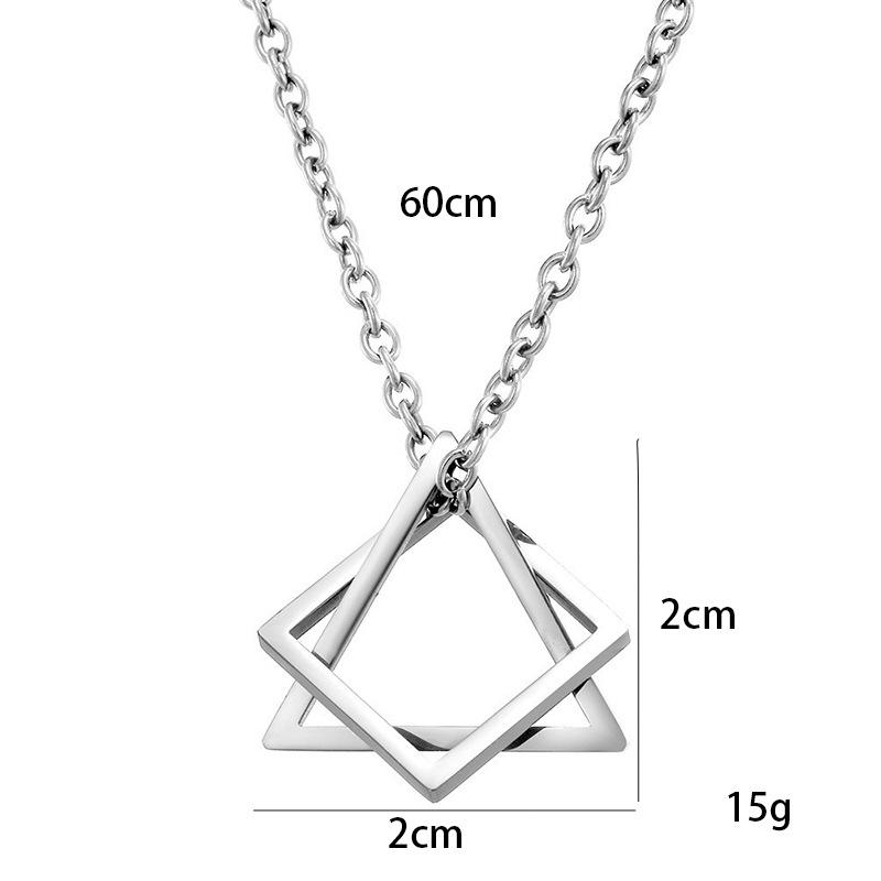 Cold Wind Geometry Triangular Square Combination Necklace, Hip-Hop Trendy Male And Female Couples Pendant.