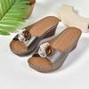 Fashion Leisure Silver Slip On Sandals Women Summer 2025 Vintage Plus Size 43 Slippers Comfortable Soft Sole Wedge Heels Slides Woman