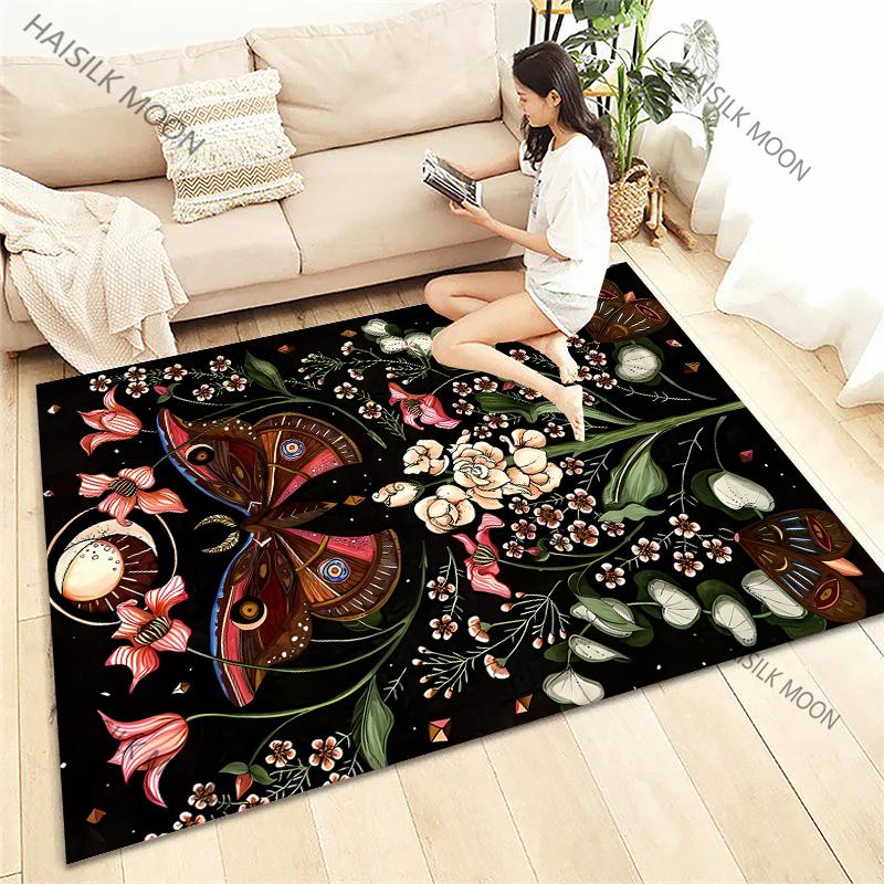 Sun Moon Flowers Tarot Printed Four Seasons Carpet Living Room Bedroom Sofa Office Large Area Decorative Mat Kids Play Rugs Gift