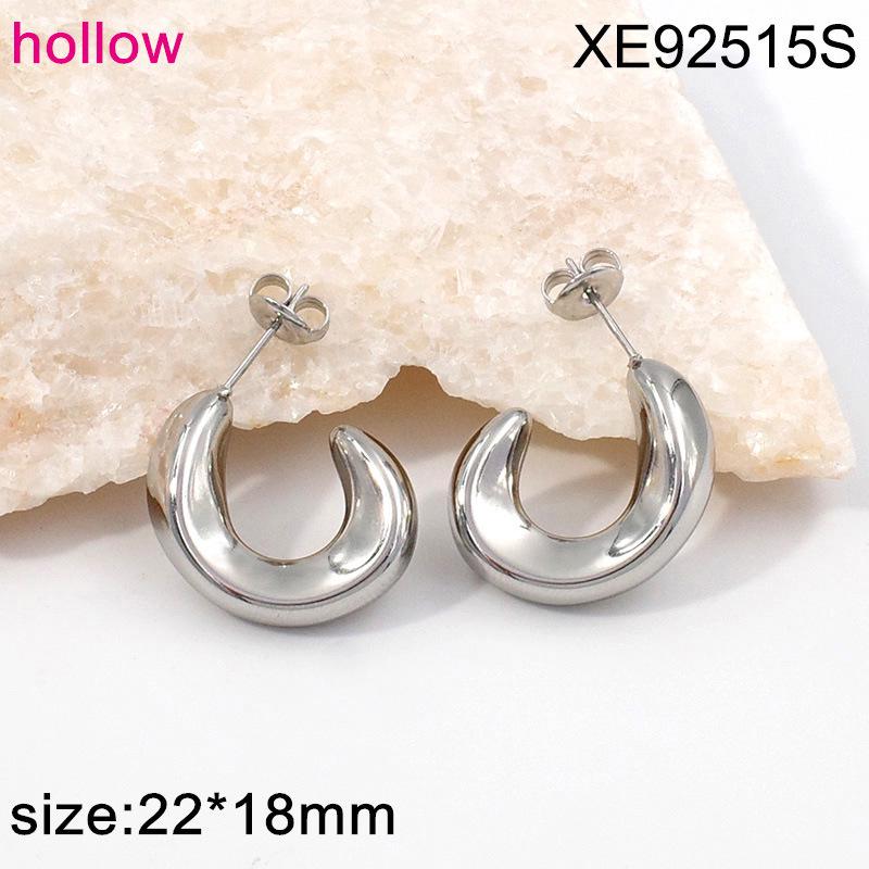 Elegant Geometric 18K Gold Plated Stainless Steel Earrings for Women - Luxury C-Shaped Stud Jewelry Bestseller