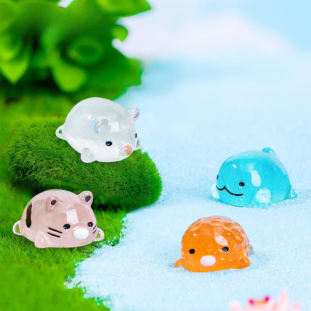 Cute Glow-in-the-dark Resin Animal Miniatures For Diy Micro Landscape Decor
