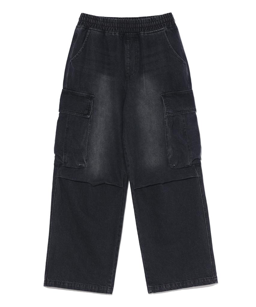RAYFIKERS Cargo Parachute Elastic Denim Pants Mq6Du164_Black