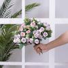 10 Heads Artificial Flower Silk Rose White Eucalyptus Leaves Peony Bouquet Fake Flower for Wedding Table Party Vase Home Decor