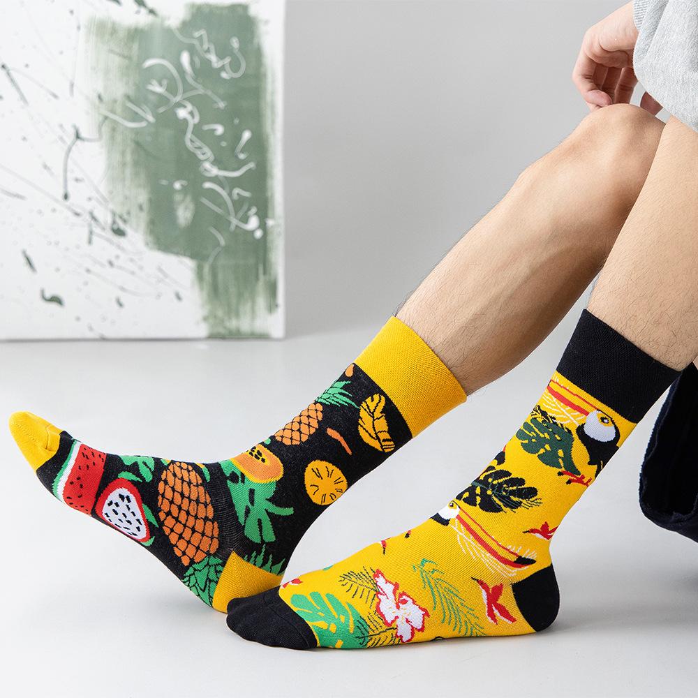 REMOULD Women Fashion Designer Mismatching AB Socks High Quality for Girls Art Crazy Socks With Print Pattern Fancy Cool