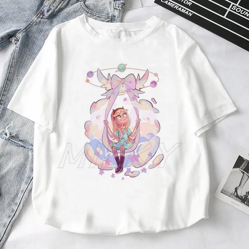 Fashion Retro Star Vs. The Forces of Evil Cartoon Anime T-shirt Summer Short Sleeve Women T Shirts 2025 Couple Tee Tops Clothes
