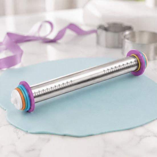 Rolling Pin Spacers Spacer with Scale Markings, Adjustable Removable Thickness Rings, Cookie Dough Guides Control Plastic for Cookies Pie