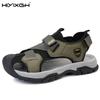 New Arrival Leather Summer Flats Lightweight Breathable Beach Shoes Comfortable Sandals Handmade Anti-collision Toe Men Sandals