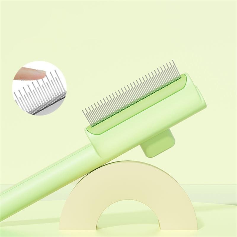 Cats Grooming Brush With Release Button Pet Hair Removal Comb For Short Long Hair Cats Massaging Shedding Cleaning Tool