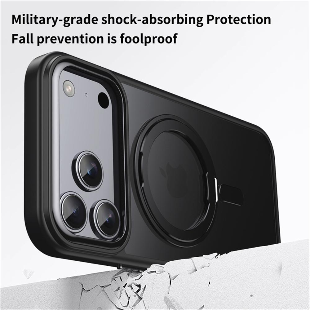 For iPhone 17 Pro Max Case Compatible with MagSafe TPU+Acrylic+Metal Kickstand Matte Phone Cover