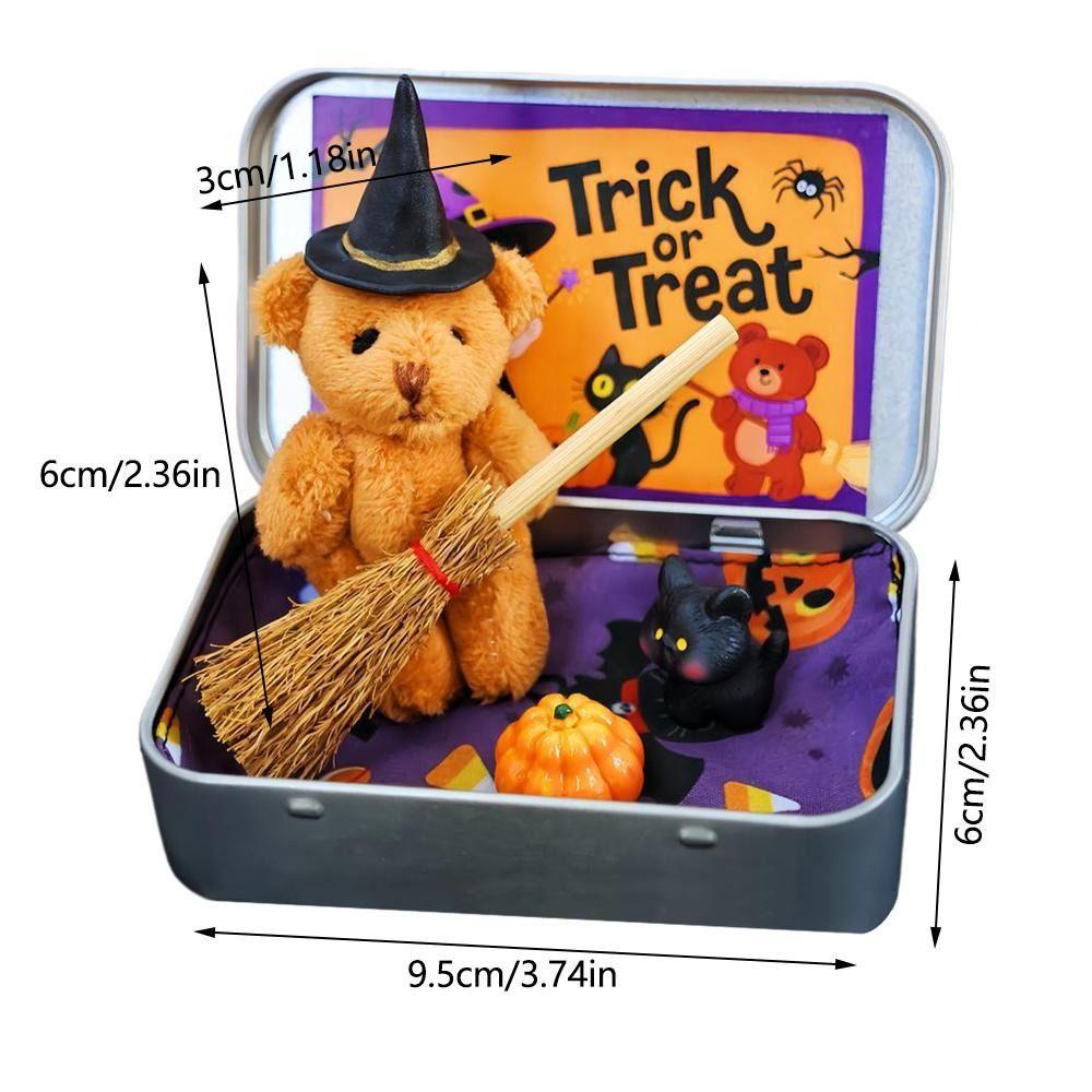 DIY Halloween Bear Gift Box Handmade Trick or Treat Halloween Bear In a Box with Witcher Miniature Perfect Creativity