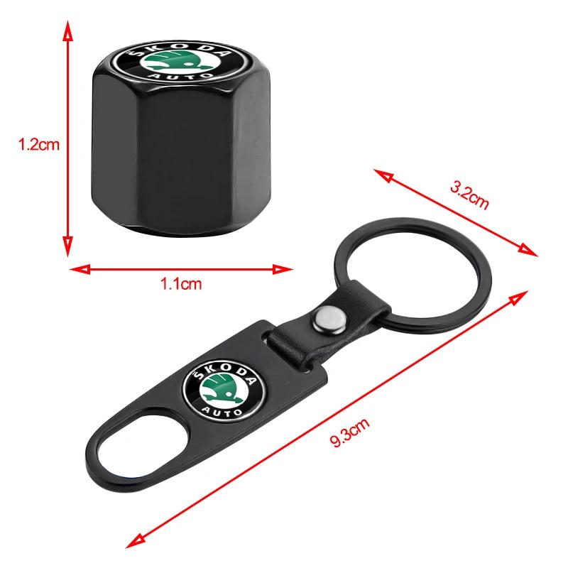 XOWS7 Car Keychain Tire Valve Cap Car Styling Accessories For Skoda Octavia MK2 MK1 2 3 A5 A7 A8 Fabia Karoq Superb Rapid Kamiq Scala