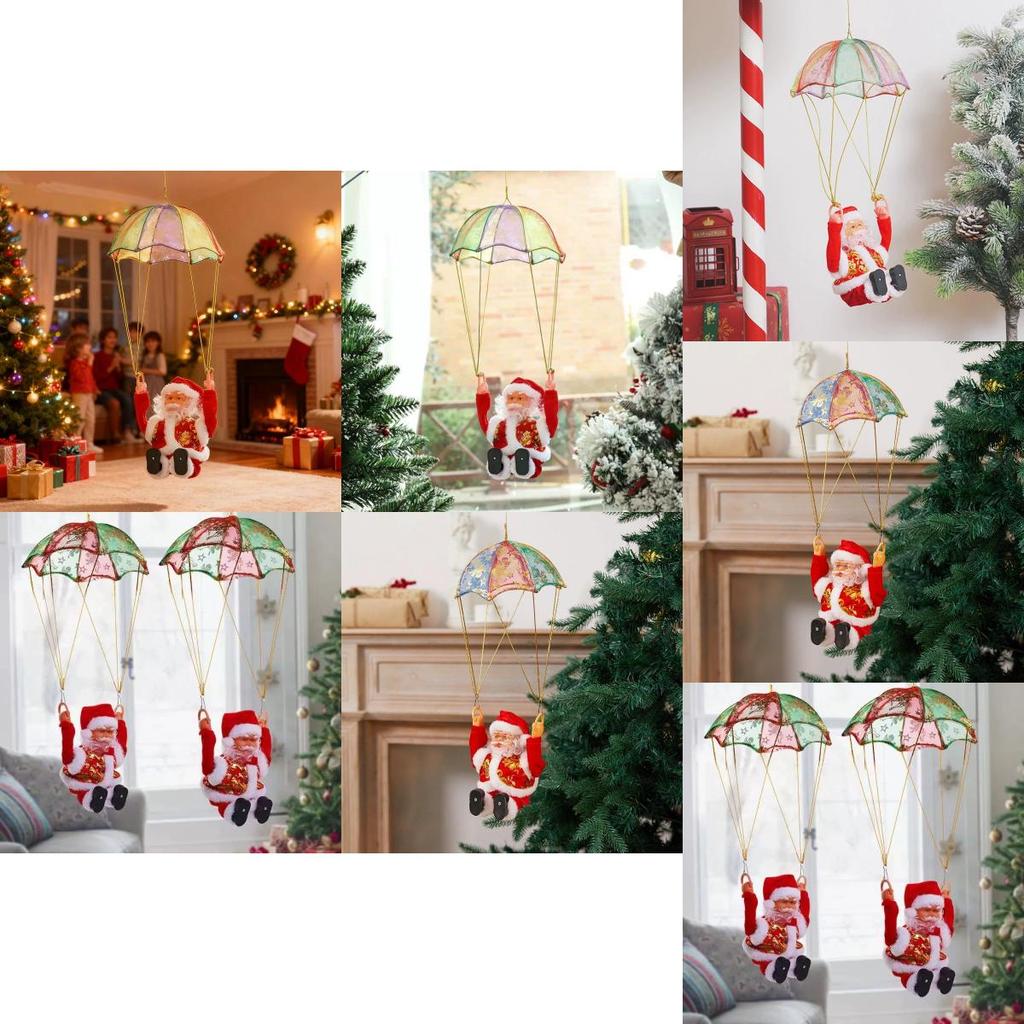 Christmas Santa Electric Parachute Toy With Music And Light For Kids Holiday Decor