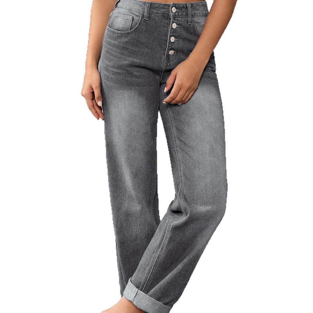 2023 Spring & Autumn Women's Casual Loose Slimming Straight-Leg Culottes Jeans