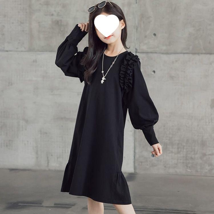 

Модное осеннее платье принцессы для девочек 2025 - Свободный повседневный крой, Идеально для маленьких модниц 130 чёрный