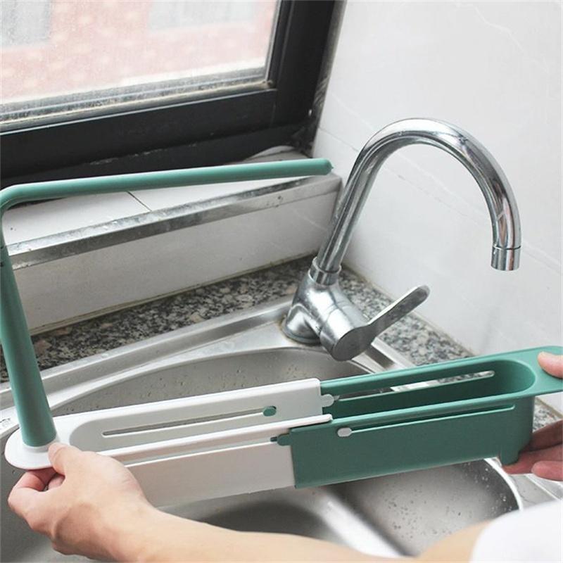 Kitchen Sinks Organizer Telescopic Sink Shelf Soap Sponge Storage Rack Adjustable Drain Rack Storage Basket Kitchen Accessories