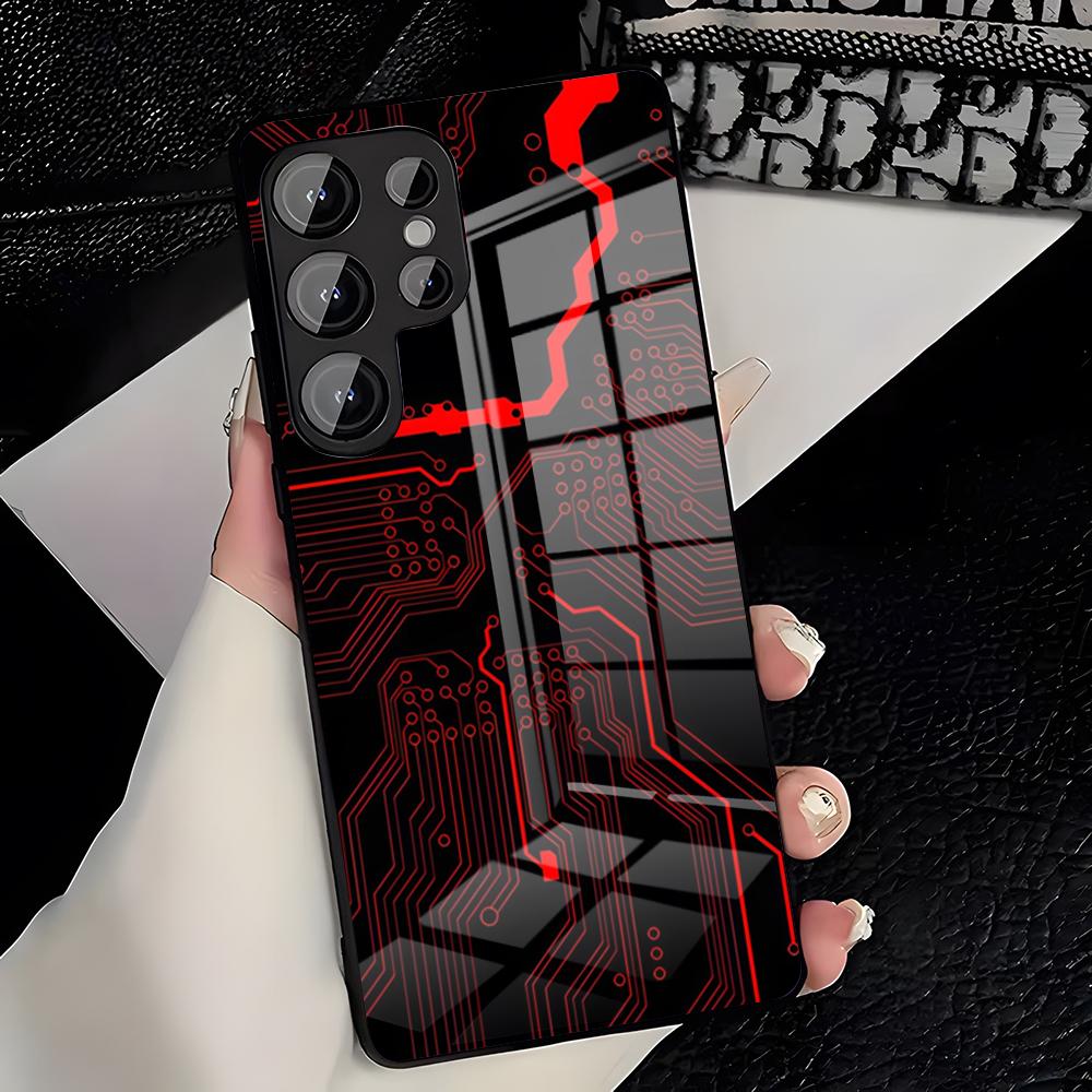 Creative Circuit Board Pattern Phone Case For Samsung S26 S25 Plus S20 S20 Plus S22 Ultra S23 FE S21 Plus S21 Ultra Glass Cove