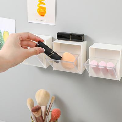 Caixa de armazenamento de parede Caixa de armazenamento sem perfuração Caixa de armazenamento de flip para cosméticos Cotonete Cabeça de corda Caixa de armazenamento de batom