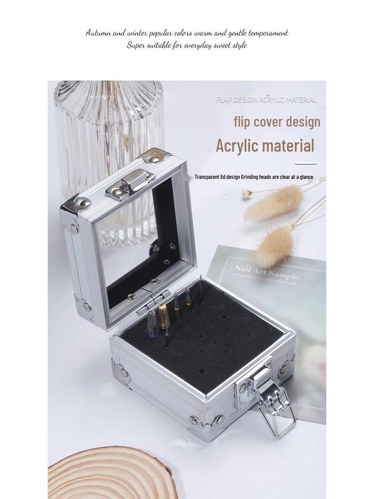 Multi-Hole Grinding Head Storage Box with Transparent Lids for Power Tool Accessories
