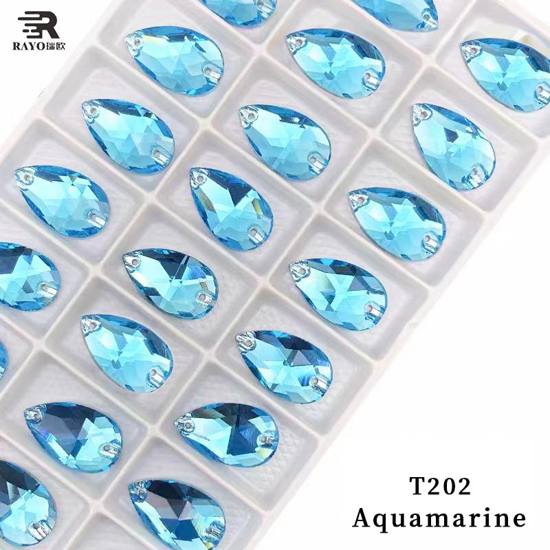 K9  Supplier AB Crystal Glass Sew-on Beads Drop Shape Wedding Dress Decor Sewing Rhinestones Glue Applique Technique