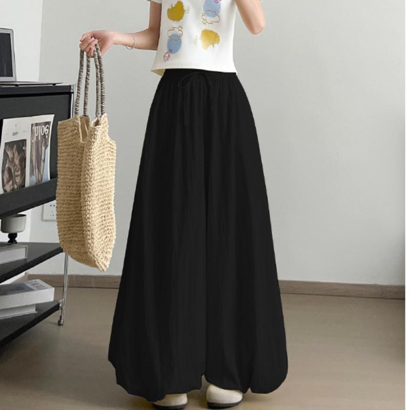 Yellow Lazy Style Flower Bud Skirt and Pants for Women In Summer New Casual High-waisted Small Loose Lantern Wide-leg Pants