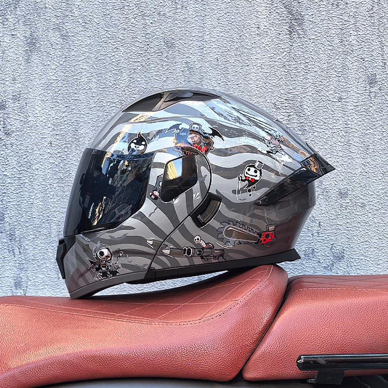 Small shell helmet peel-off helmet motorcycle helmet locomotive double lens men's and women's four-season motorcycle cruise helmet large