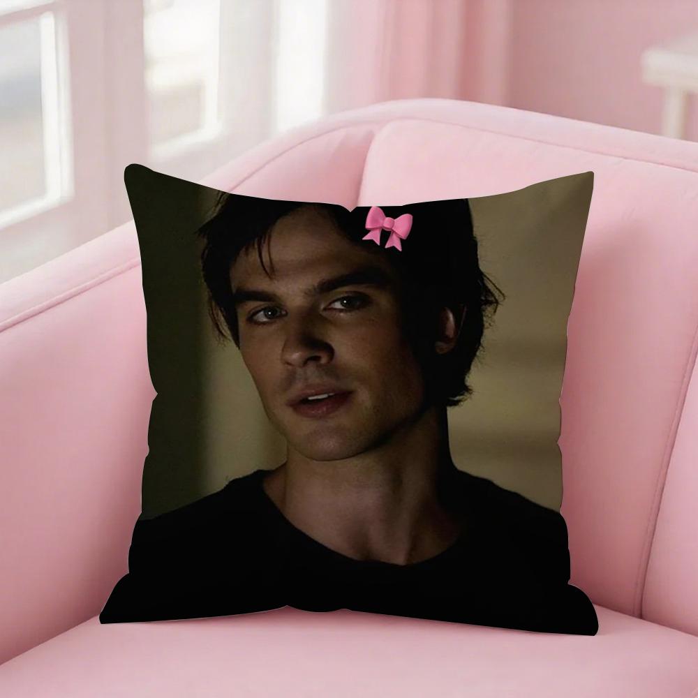 Дамон Сальваторе Дневники Вампира Наволочка Квадратная Двусторонняя Печать Короткий Плюш Подушка для Дивана Чехол для Спальни 12x12Inch