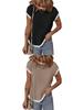 Women's Short Sleeve Ribbed Knit T-shirt - Casual Spring/Summer Top