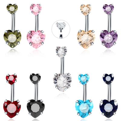 Kurzer Vier-Krallen-Herz-Zirkon-Nabelring, Nabelnagel, Nabelschnalle, Zubehör, Körperpiercing-Schmuck 