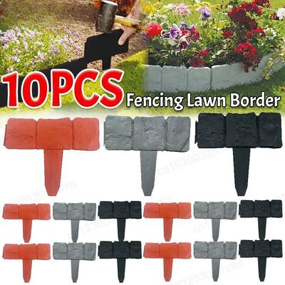 Garden Fence Imitation Stone Plant Support Stake Outdoor Edging Decorative Border DIY Lawn Yard Landscape Plant Fence