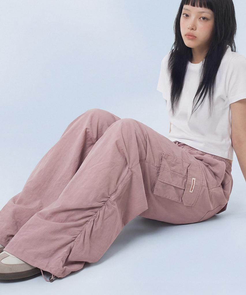 Maseumaluljeueopaeleol Essential Parasuit Shirring Cargo Pants_Indie Pink