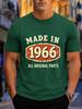 2026 New Cotton Tshirt Made In 1966 All Original Parts Vintage Print Casual Fashion Short Sleeve Tee