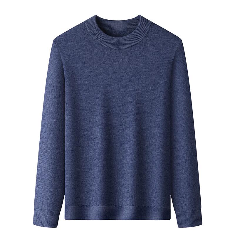 Hengyuanxiang Men's 100% Pure Wool Pullover Semi-High Neck Sweater