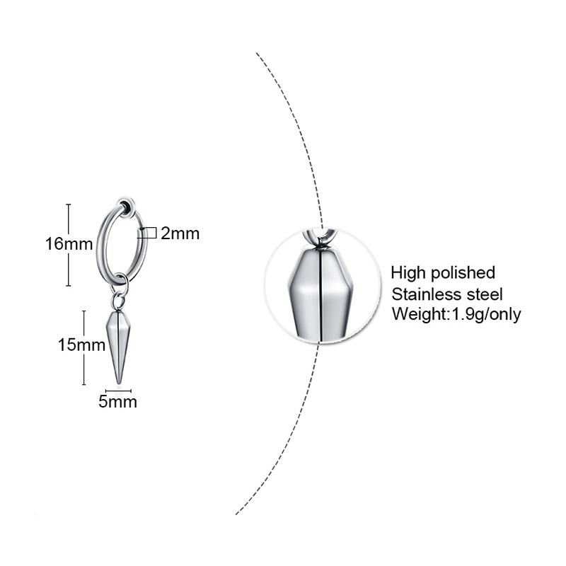Small Tree Single Spike Onch Earings for Men Huggie Hinged Stainless Steel Male Jewelry