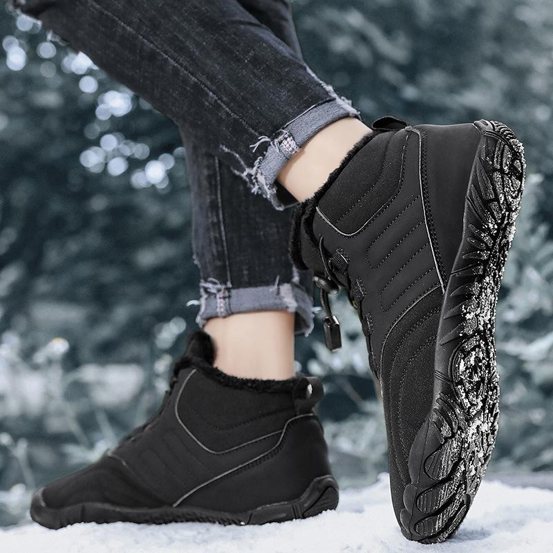 Fünf-Zehen Outdoor-Sport Baumwollschuhe Herren- und Damen Samt warme Stiefel verschleißfest rutschfest Schneestiefel Winter verdickte Paarschuhe