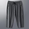 Men's Quick-Dry 3/4 Length Running Shorts - High Elastic, Ice Silk, Breathable, Summer Sports & Casual Wear.