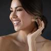 18k Gold Tassel Earrings, Front-Back Round Bead Design, Non-Fading Hypoallergenic Stainless Steel.