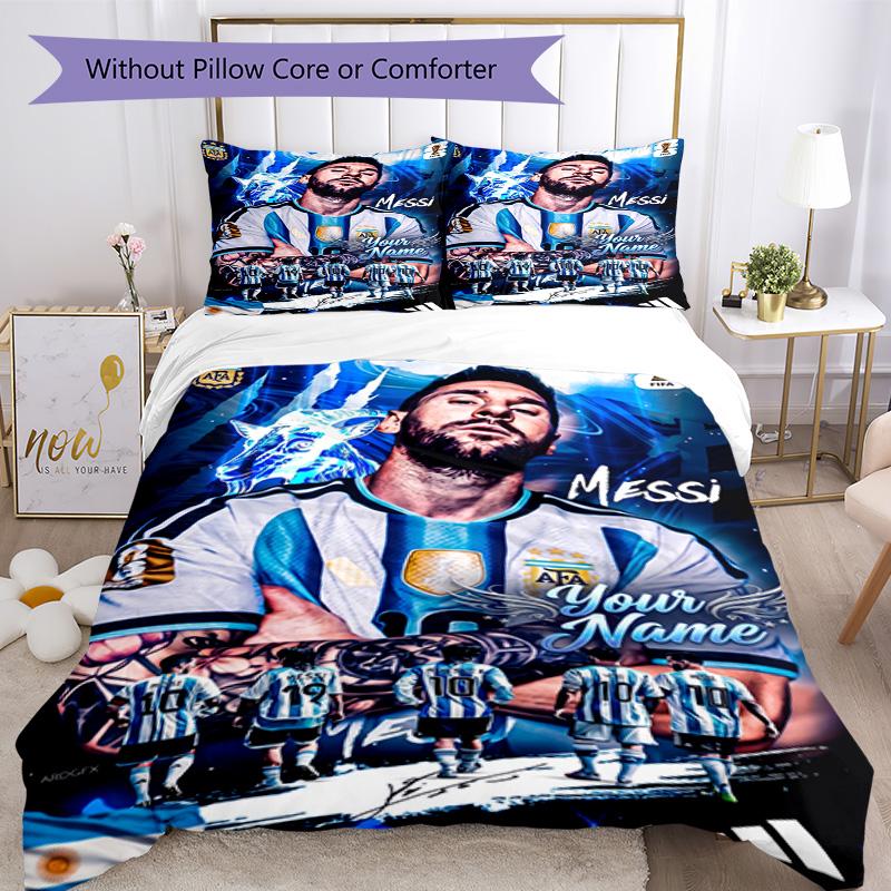 Football Messi Customizable Name Custom Bedding Perfect for Living Rooms Soft Bedding Custom Room Decor Best for Christmas