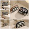 Car Key Bag Houndstooth Zipper Purse Canvas Square Change Purse Simple Long Style Wallet  Travel