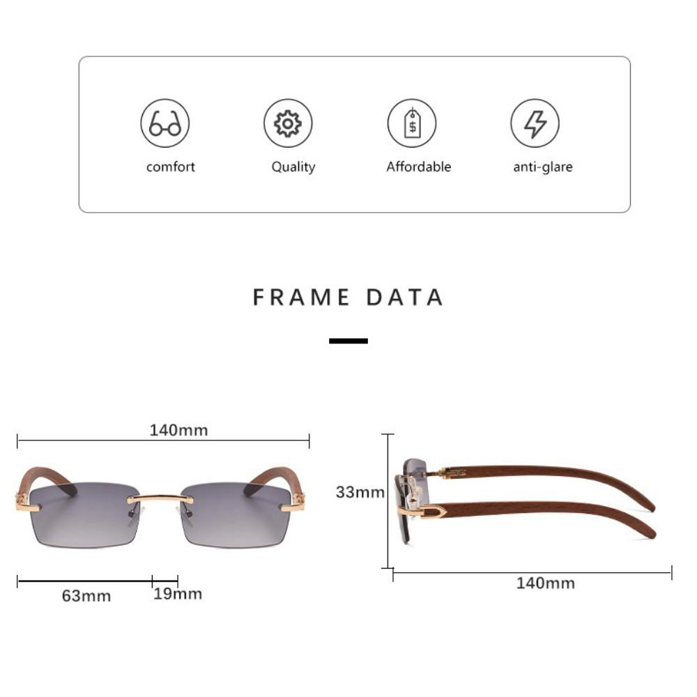 European and American frameless imitation wood grain leg sunglasses for men and women