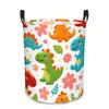 1pc Foldable Dinosaur Laundry Basket with Sturdy Handles - Round Hamper Suitable for Clothes,, Storage, Room Organizer, Multipurpose Bin for Bathroom,