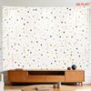 2D Flat, [2D Plane Printing] 1 Large Size/small Size Pattern Printed Tapestry- Golden Stars, Glitter, White Background, Festive, Confetti, Room Wall D