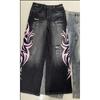 Y2K American Vintage Mottled Totem Print Baggy Jeans Women's High Waist Wide Leg Jeans Women's Harajuku Trendy Hip-hop Jeans