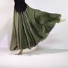 Mori Girl Cotton Linen A-Line Skirt: Elastic Waist, Long Solid Color, National Style Swing