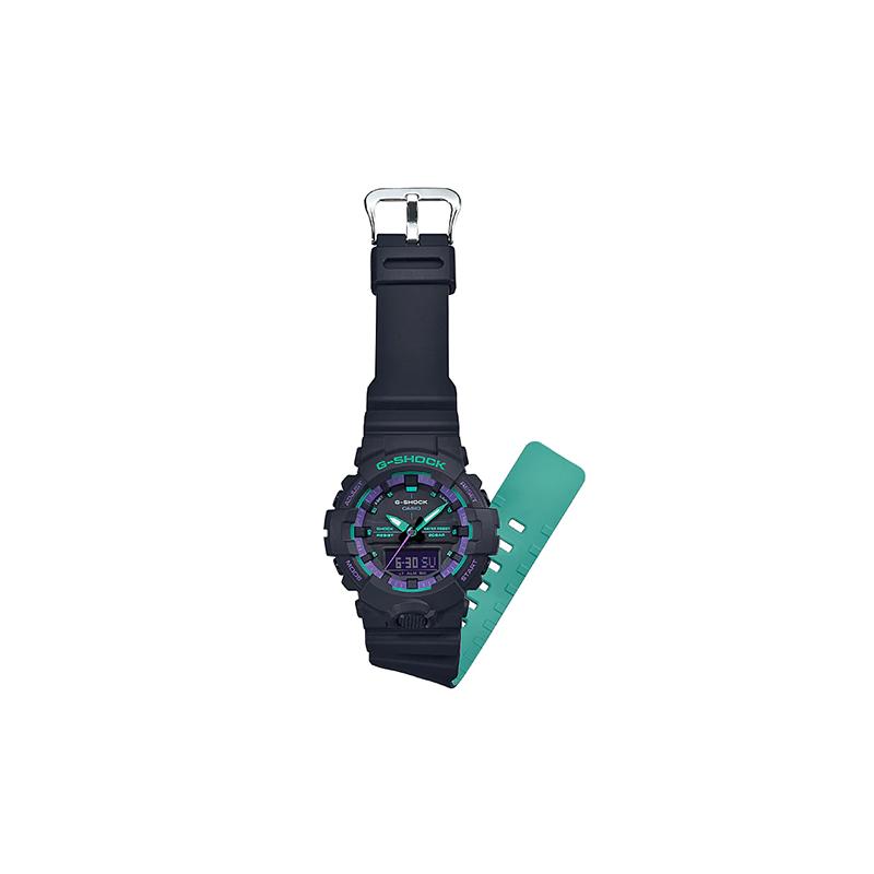 Casio CASIOG-SHOCK Chameleon Trendy Color Contrast Cool Premium Quartz Movement Resin Strap Japanese and Korean Watch Men's Watch Black GA-800BL-1A