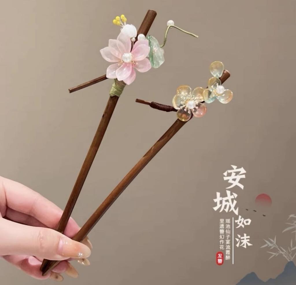 Elegante Bambus-Haarnadel Handgemachter Blumen-Haarstab Für Frauen Mädchen Vintage Chinesischer Stil Hanfu Haaraccessoires Florale Haarspange