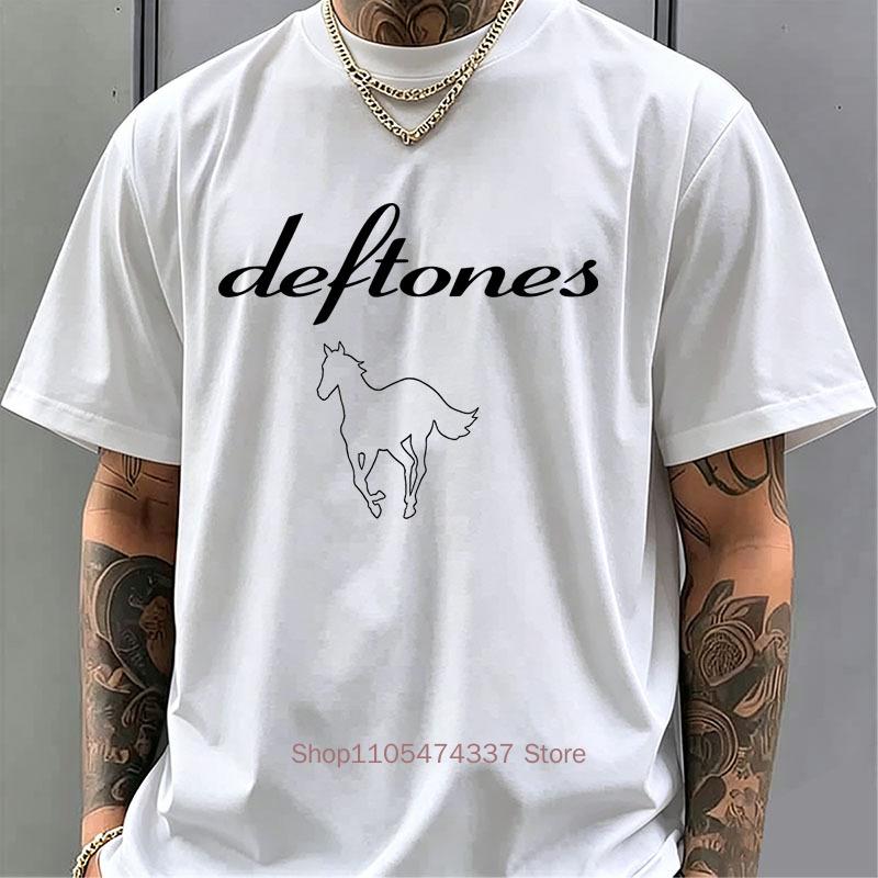 Deftones Graphic Print Tshirts For Unisex Summer Casual Fashion High Street Minimalist Tops Crew Neck Short Sleeve Cotton Tees
